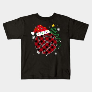 Buffalo Red Plaid Volleyball Christmas Sport Xmas Pajama Kids T-Shirt